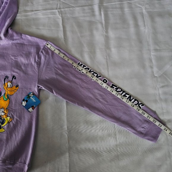 Disney Mickey And FRIENDS Purple Long Sleeve Pullover Hoodie Sweater Women's XS - Picture 8 of 9